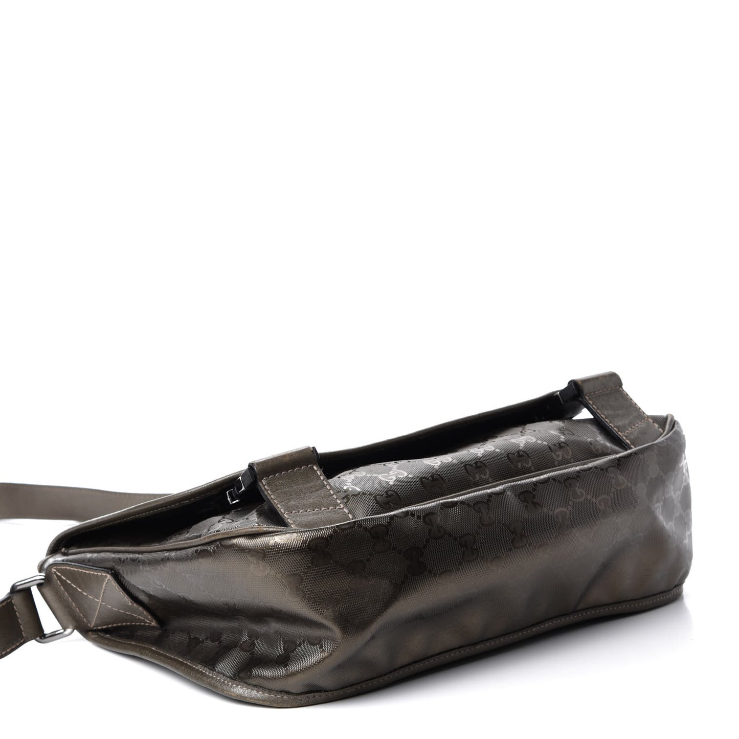 Imprime Monogram Medium Double Buckle Flap Messenger Bag Pewter