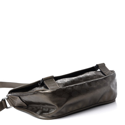 Gucci Imprime Monogram Medium Double Buckle Flap Messenger Bag Pewter 4 of 14