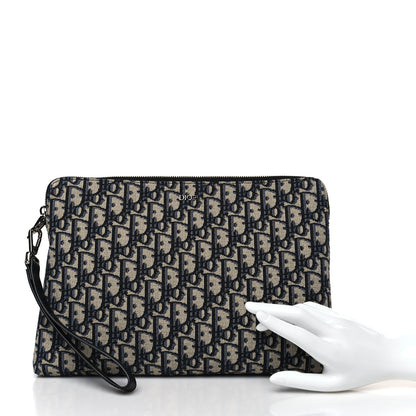 Christian Dior Oblique Pouch Wristlet Blue 2 of 9