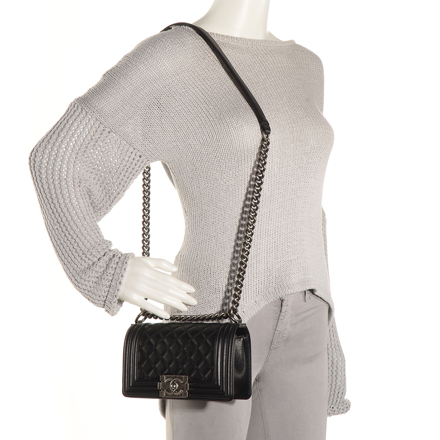 Chanel Metallic Calfskin Quilted Small Boy Flap Black 2 of 9