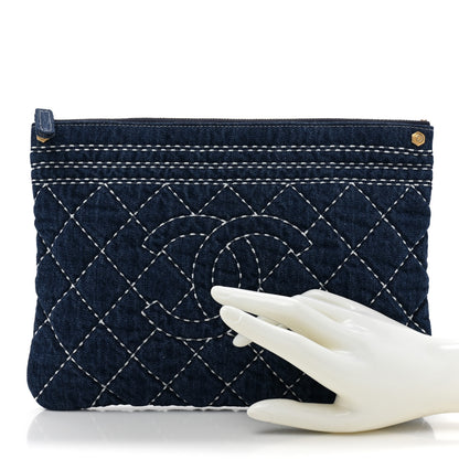Chanel Denim Quilted Cosmetic Case Blue 2 of 10