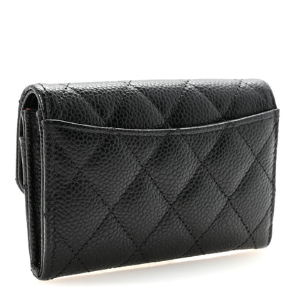 Chanel Caviar Quilted Flap Card Holder Wallet Black 3 of 9