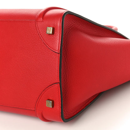 Celine Drummed Calfskin Mini Luggage Coquelicot 9 of 12