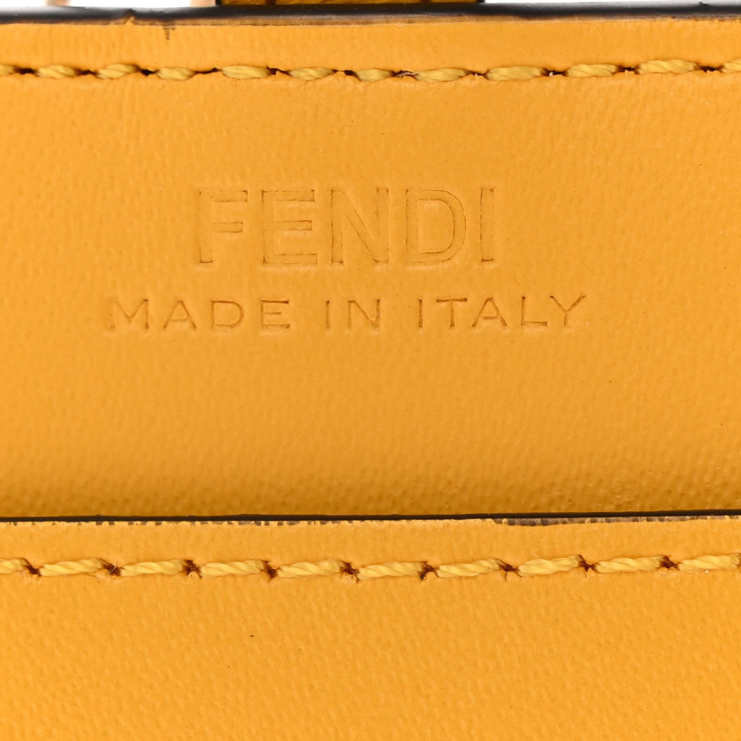 Fendi Vitello King Tamponato Logo Embossed Badge Lanyard Card Case Mimosa 3 of 3