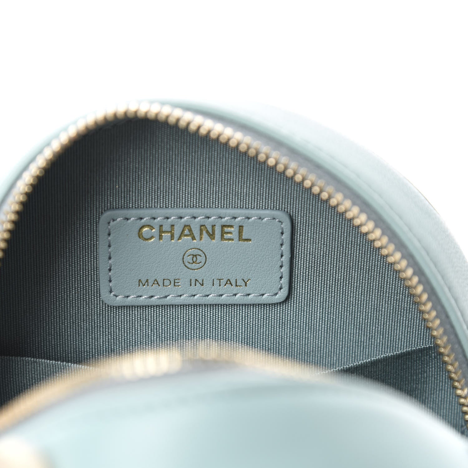 Chanel Goatskin Quilted 19 Round Clutch With Chain Light Blue 8 of 10