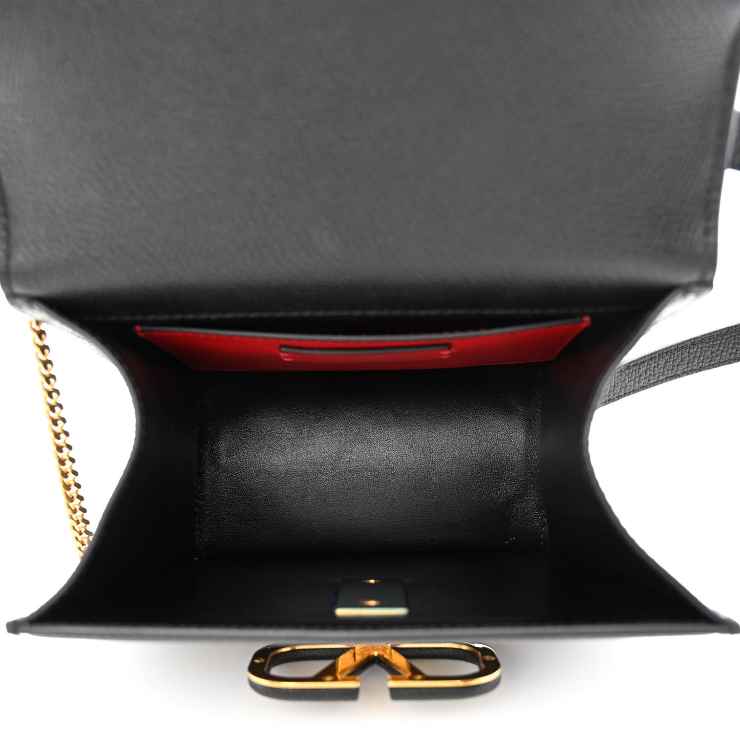 Grainy Calfskin Small VSling Shoulder Bag Black