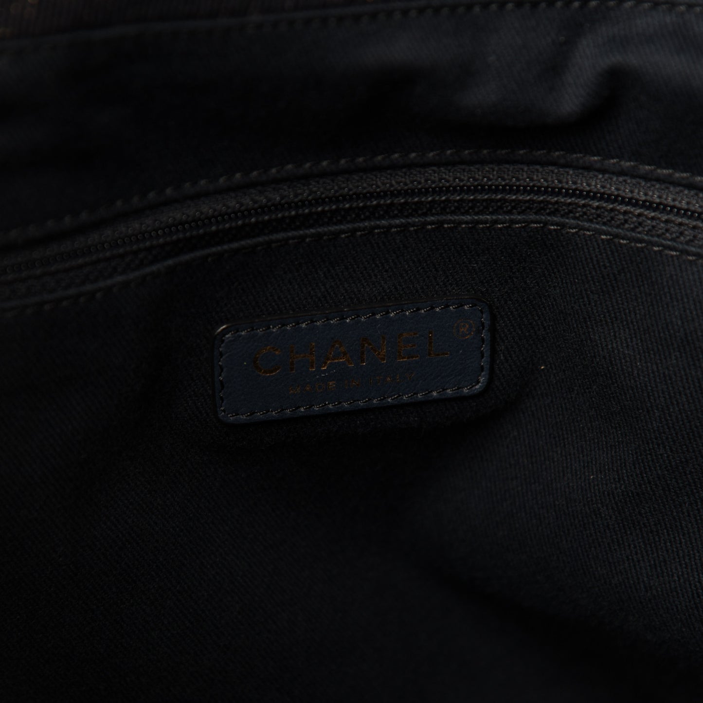 Lurex Canvas Medium Deauville Tote Navy Blue Gold