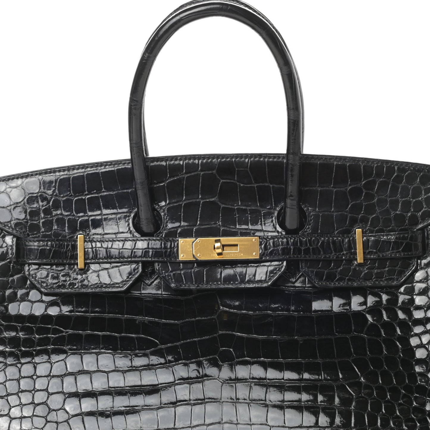 Shiny Porosus Crocodile Birkin 35 Black