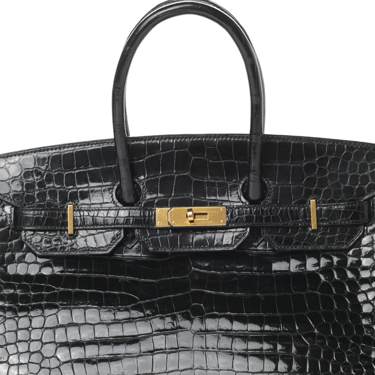 Hermes Shiny Porosus Crocodile Birkin 35 Black 26 of 30