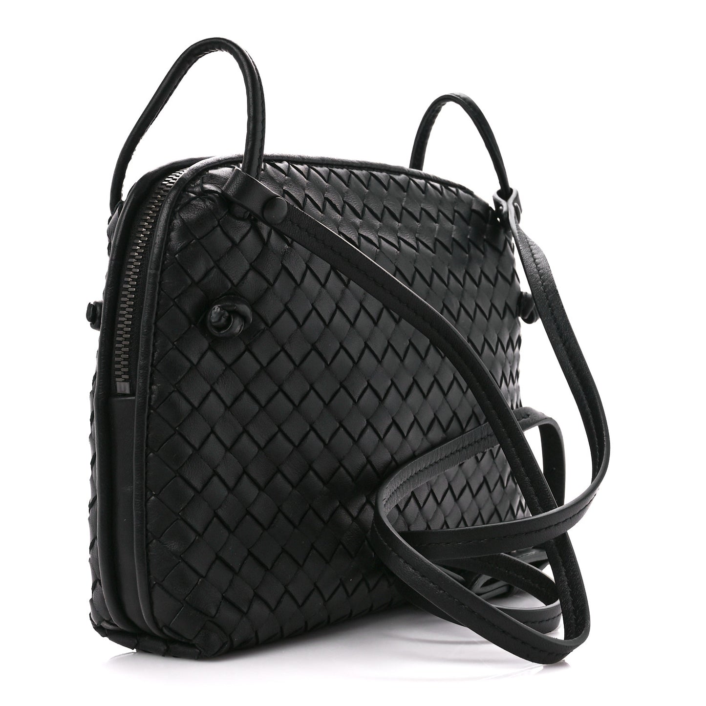 Nappa Intrecciato Nodini Crossbody Messenger Black