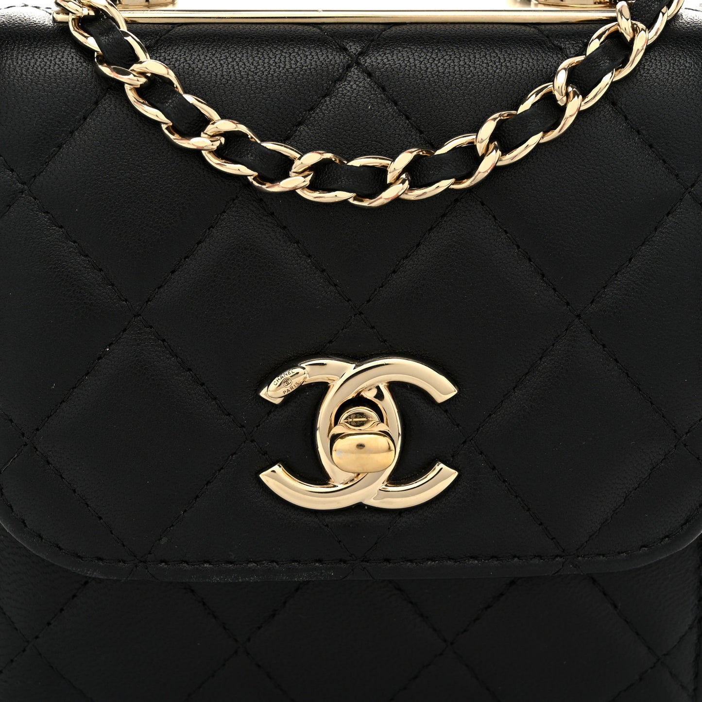 Lambskin Quilted Mini Trendy CC Chain Wallet Black