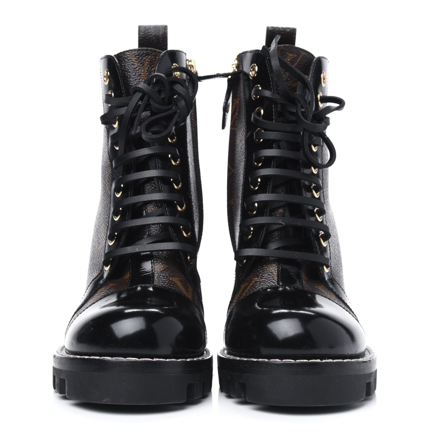 Patent Calfskin Monogram Star Trail Ankle Boots 35 Black