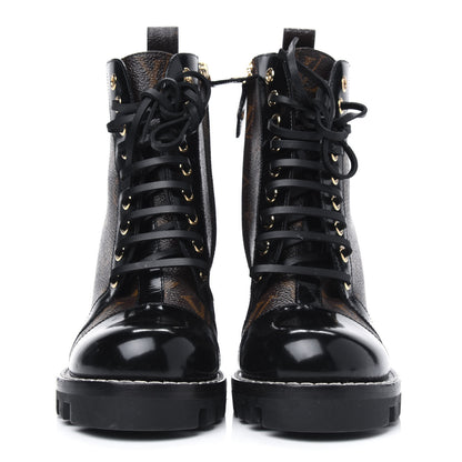 Louis Vuitton Patent Calfskin Monogram Star Trail Ankle Boots 35 Black 2 of 16