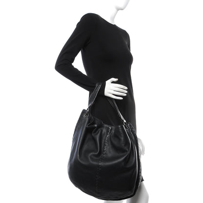 Bottega Veneta Waxed Cervo Deerskin Large Loop Hobo Black 2 of 9