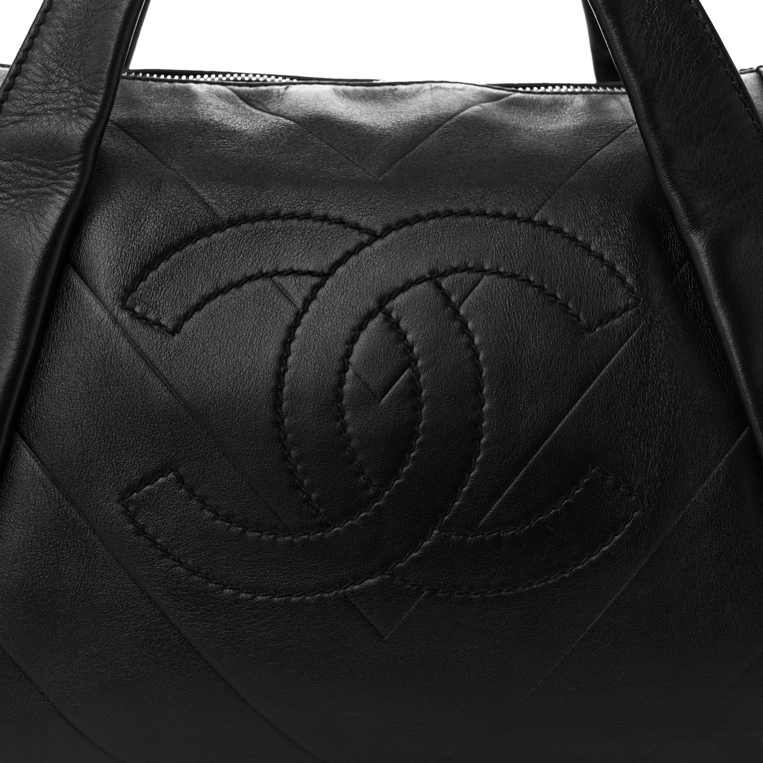 Chanel Calfskin CC Chevron All Day Long Boston Black 8 of 11