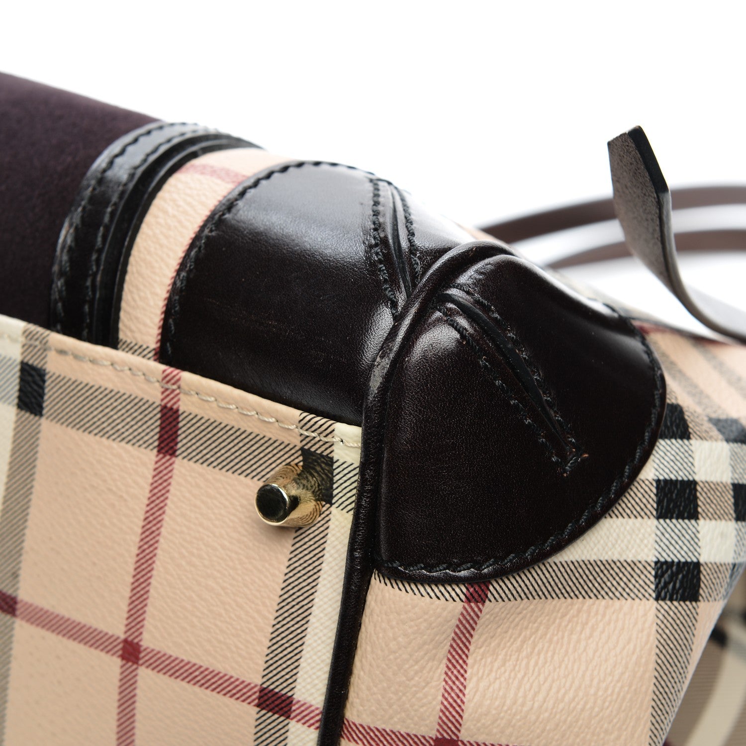 Burberry Suede Haymarket Check Colorblock Small Canterbury Tote Dark Brown 8 of 10