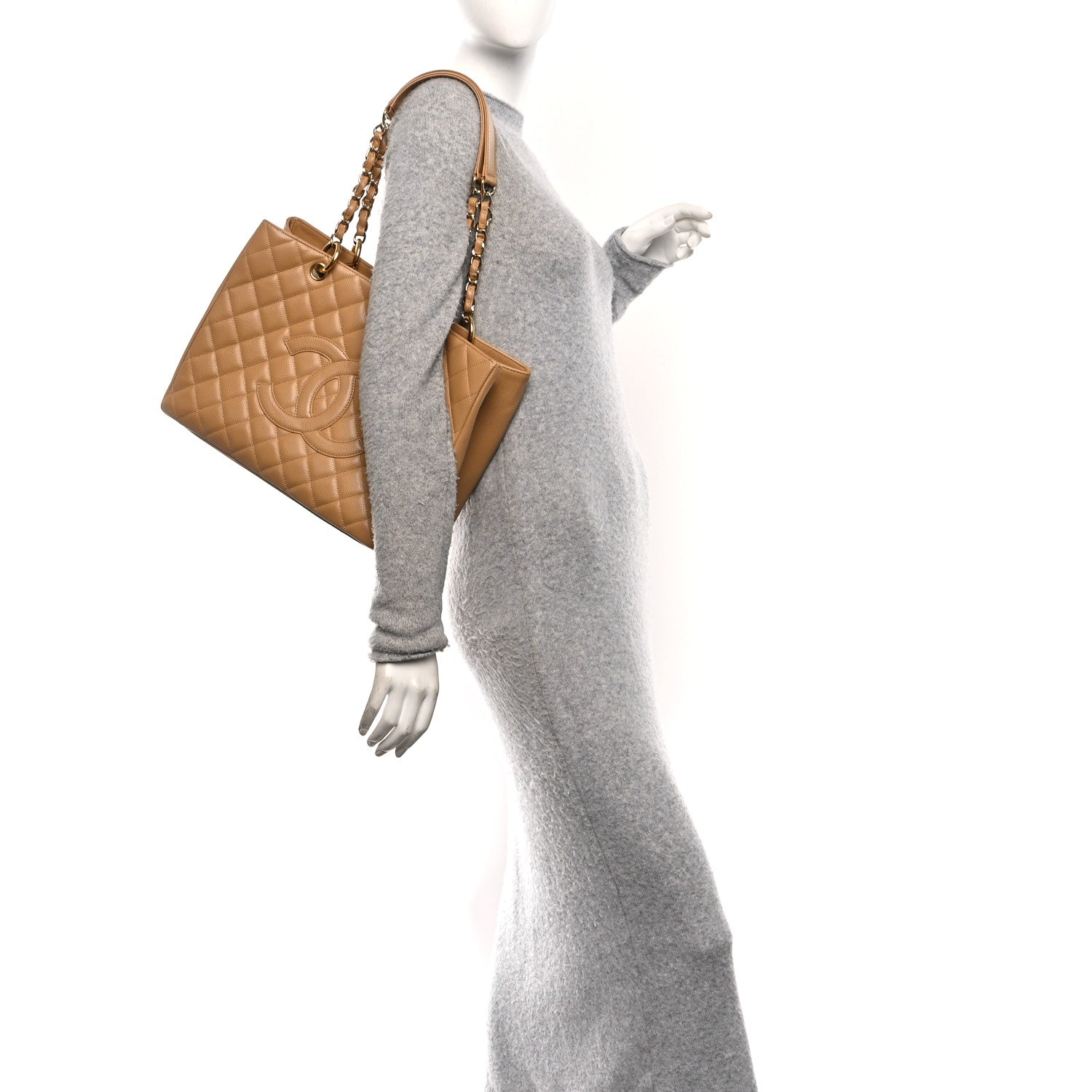 Chanel Caviar Quilted Grand Shopping Tote GST Beige 2 of 10