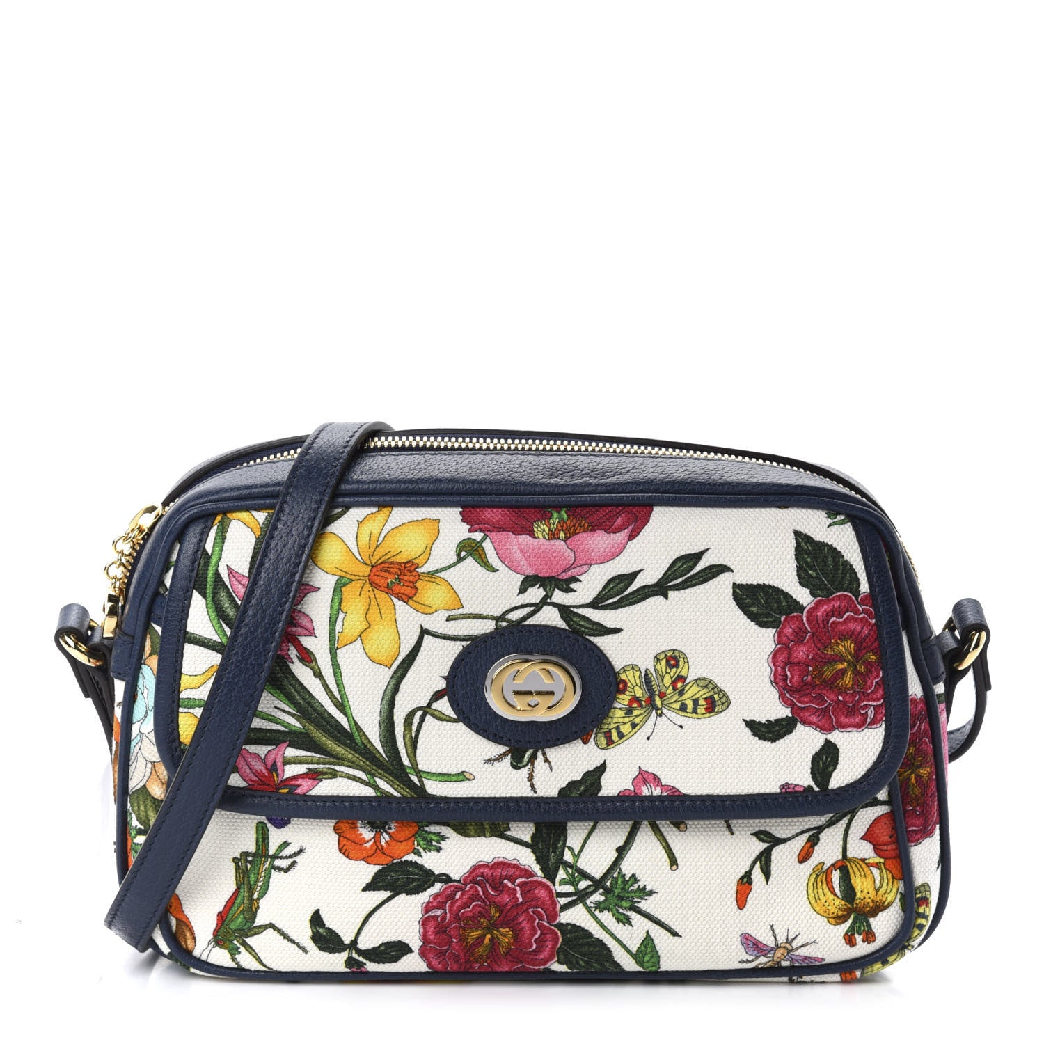 Gucci Canvas Flora Floral Shoulder Bag White Blue Agata Mulitcolor 1 of 10