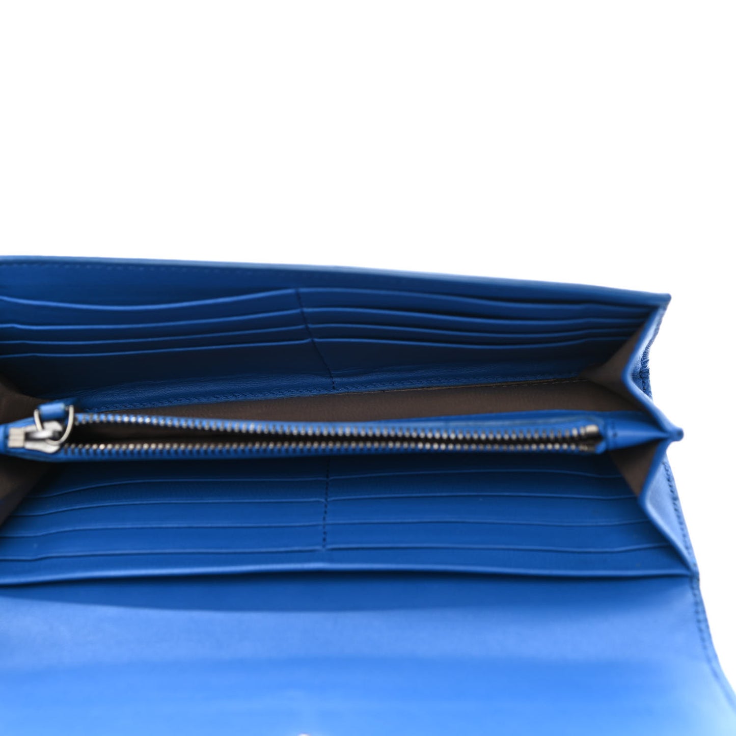 Nappa Intrecciato Continental Flap Wallet Blue