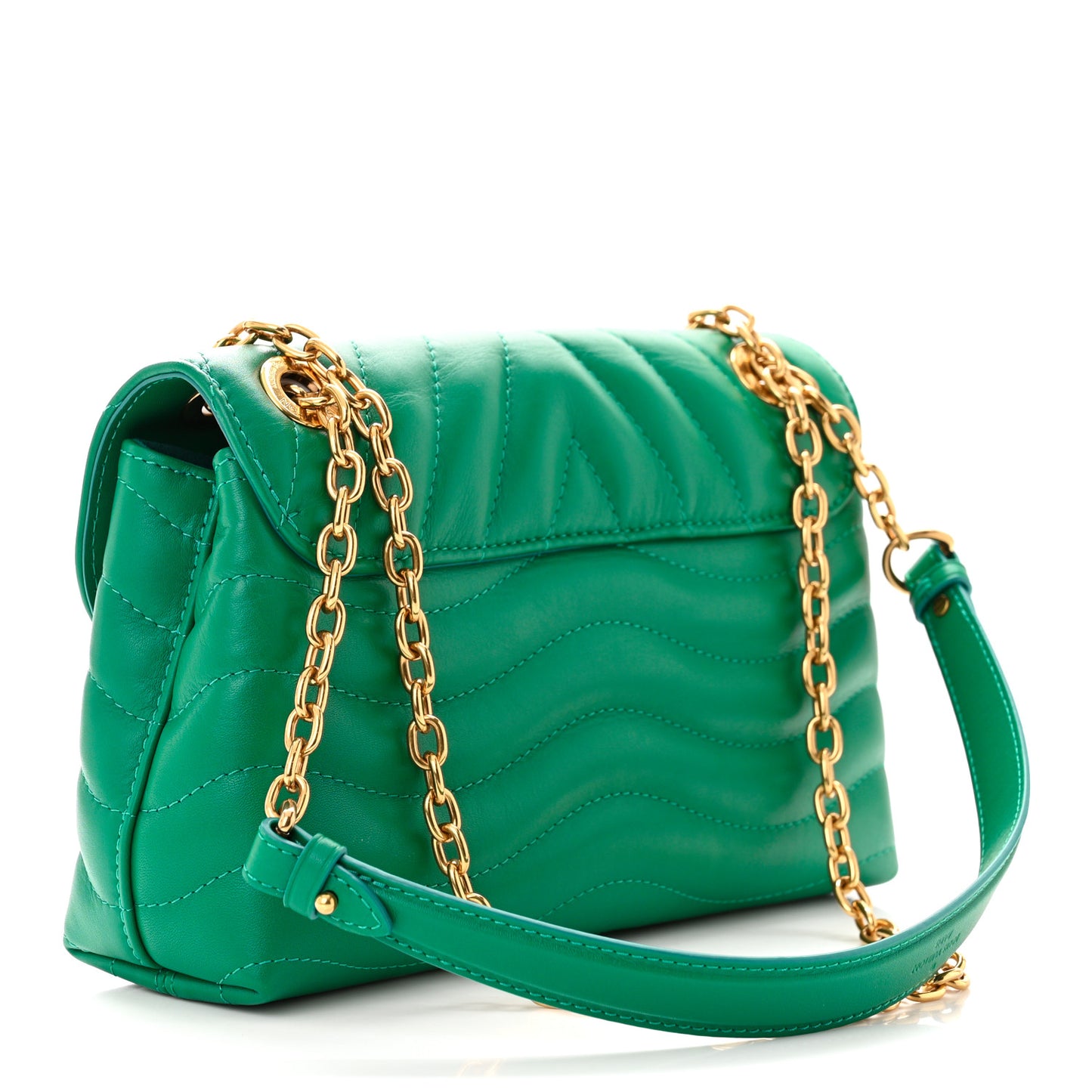 Calfskin New Wave Chain Bag MM NM Emerald