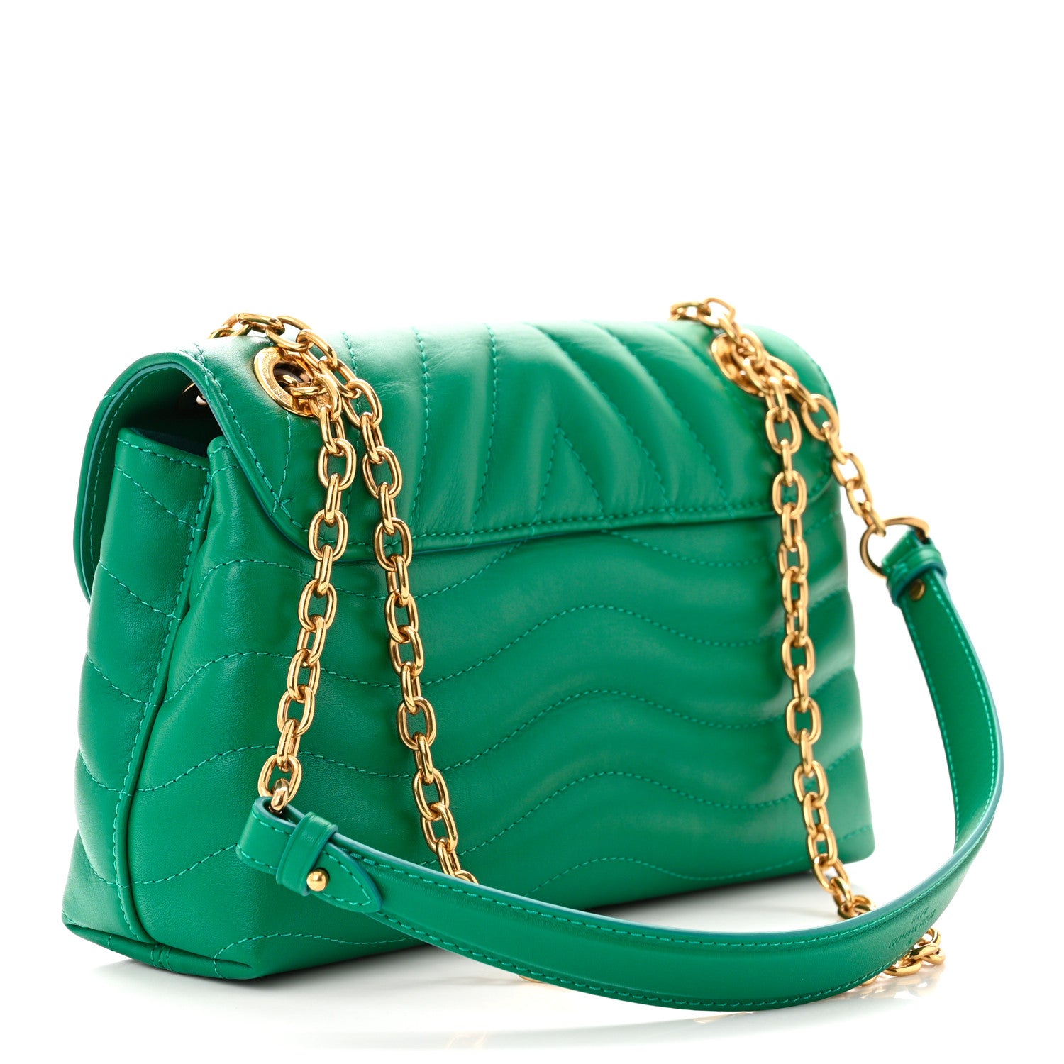 Louis Vuitton Calfskin New Wave Chain Bag MM NM Emerald 3 of 10