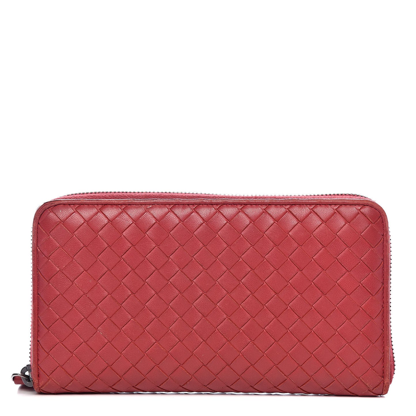 Nappa Intrecciato Zip Around Wallet Red