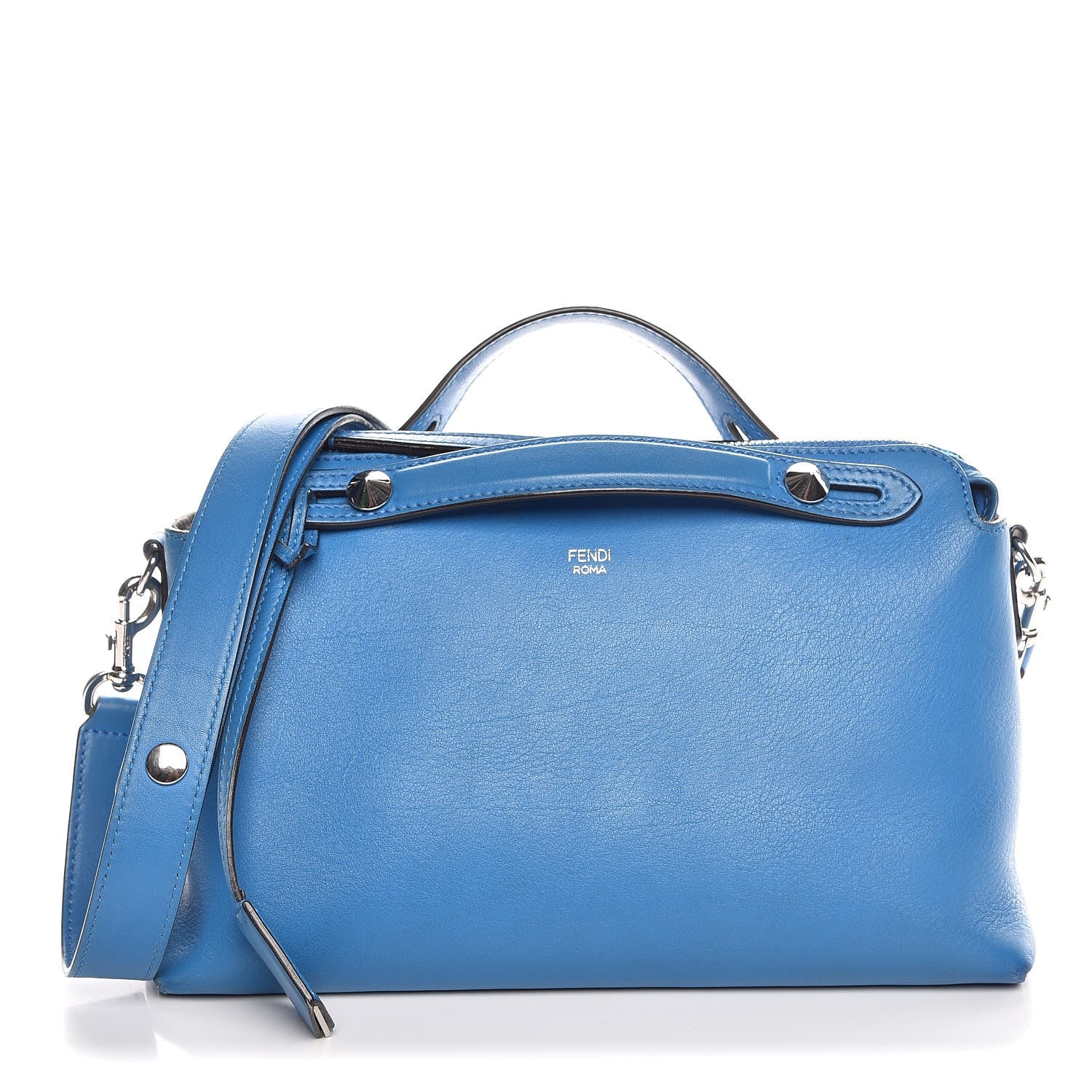 Fendi Vitello Dolce Medium By The Way Boston Bag Blue Royal 1 of 16