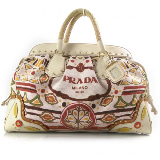 Prada Canvas Canapa Embossed Frame Bag 1 of 11