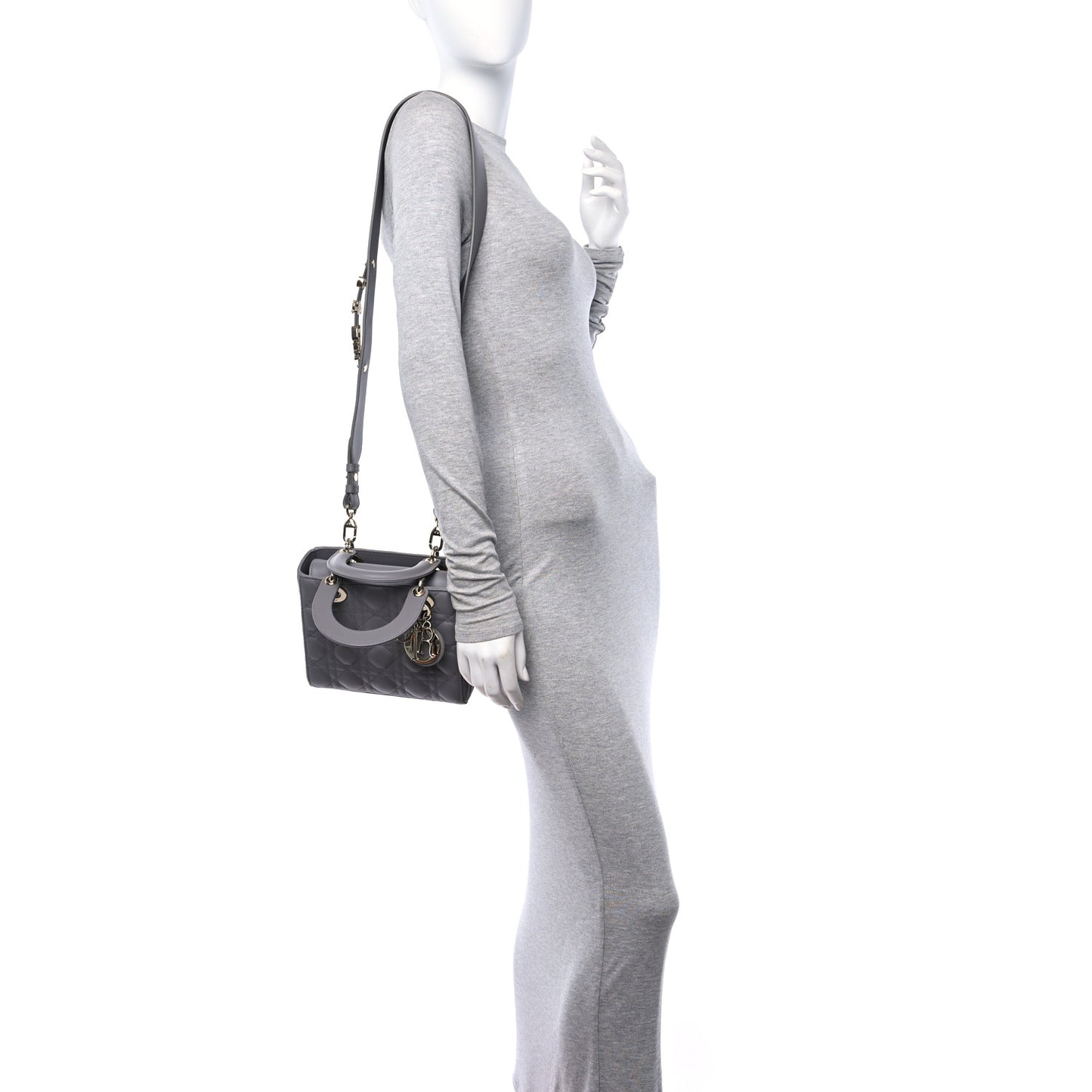 Lambskin Cannage Small My ABCDior Lady Dior Grey
