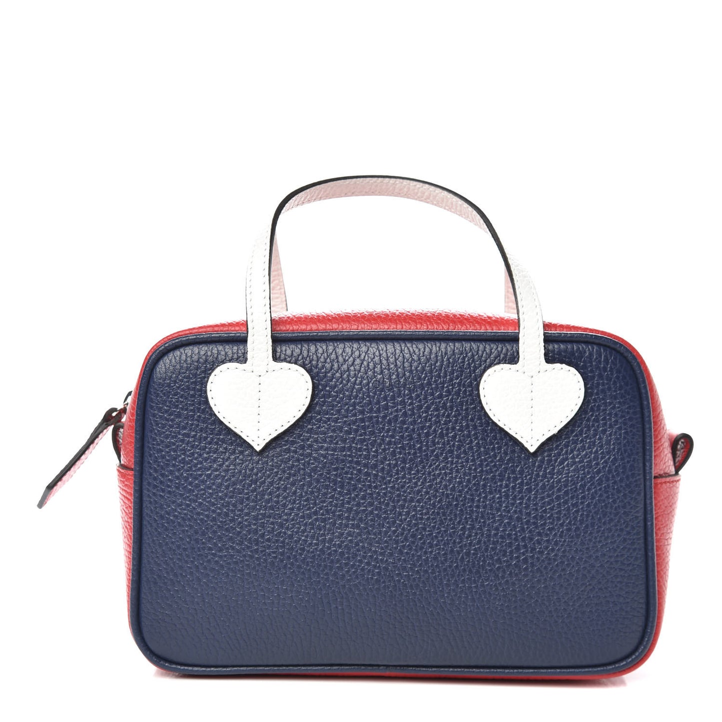 Calfskin Kids Heart Top Handle Bag Blue Hibiscus Red