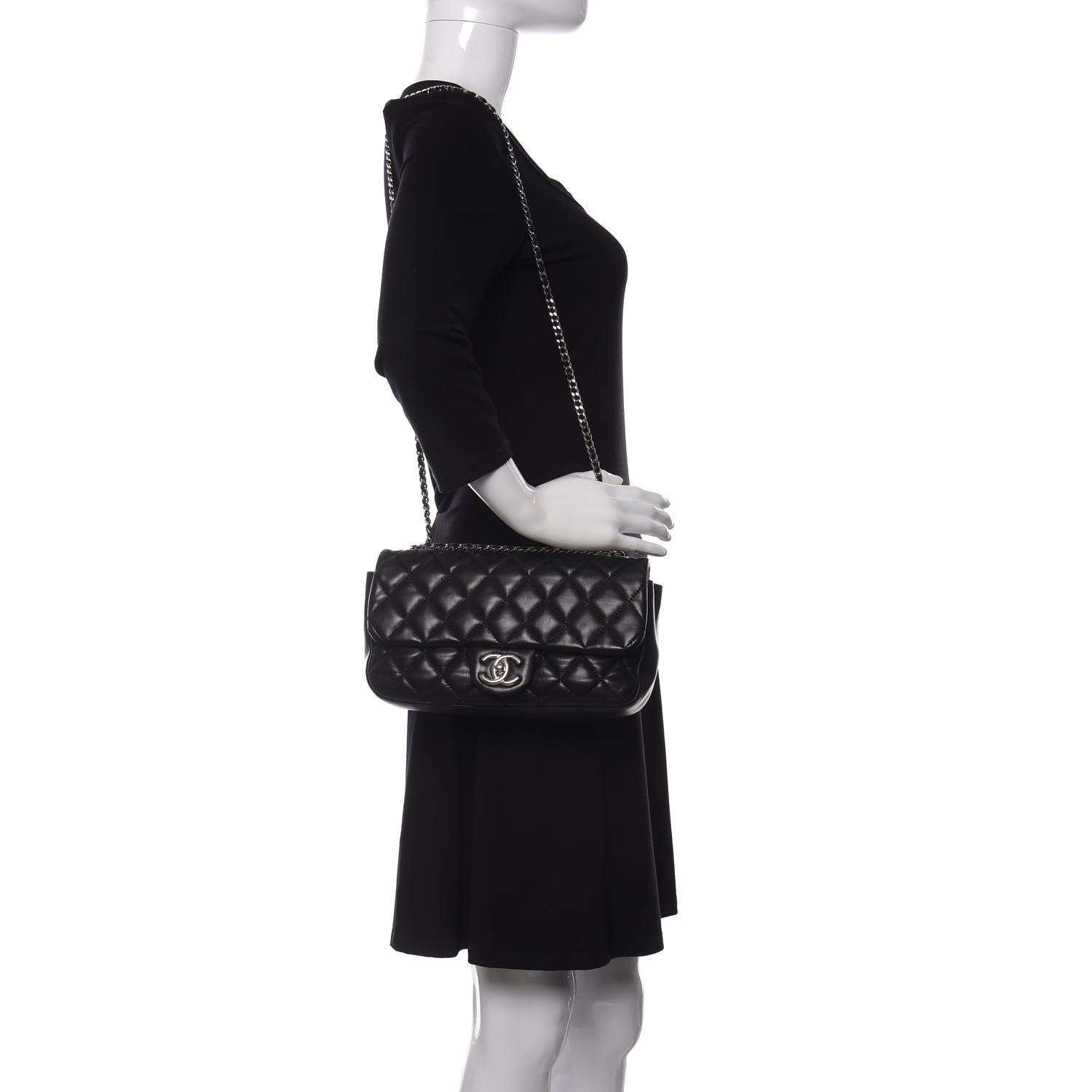 Chanel Lambskin Quilted Medium Coco Rain Flap Black 2 of 15