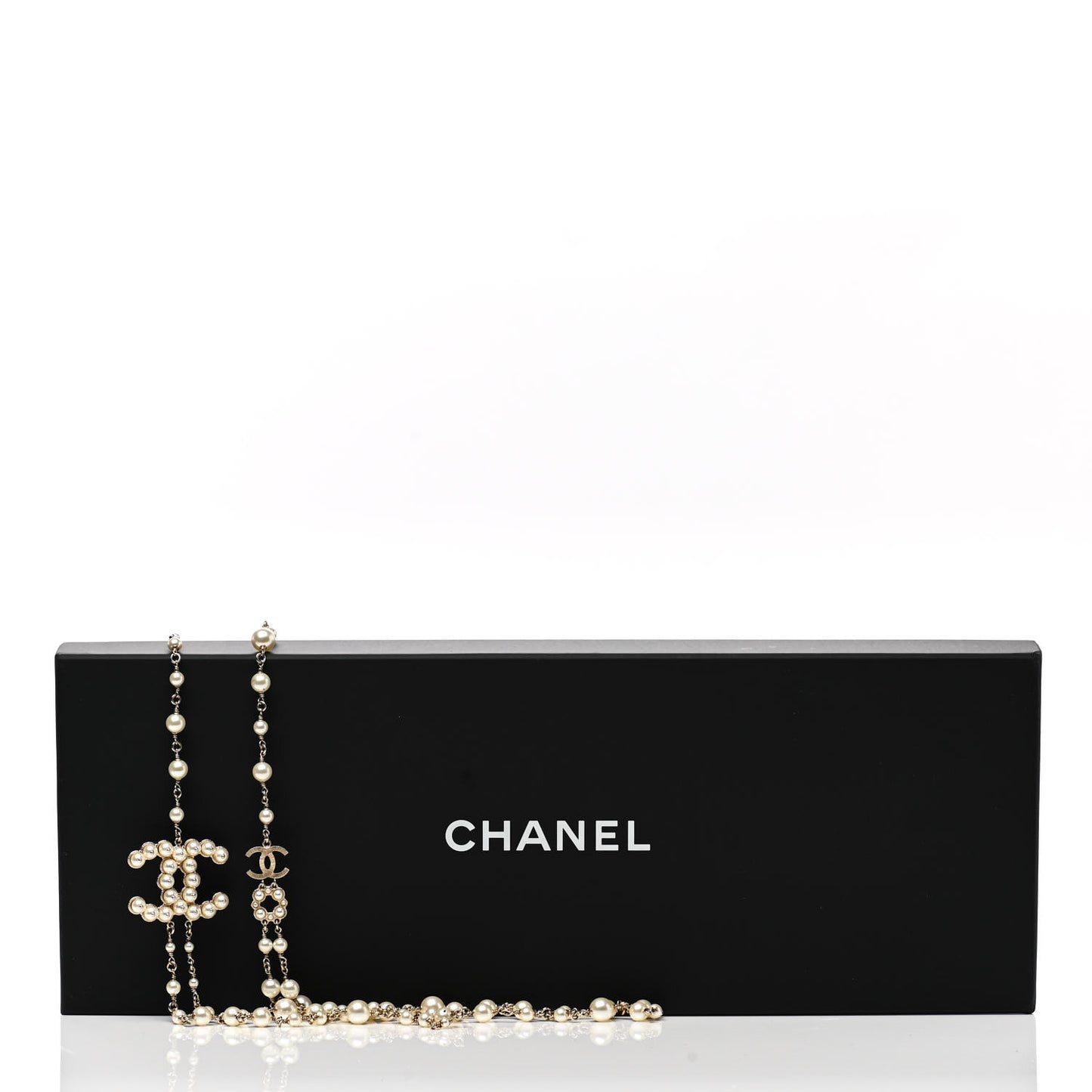 Pearl Chain CC Multi Strand Necklace Gold