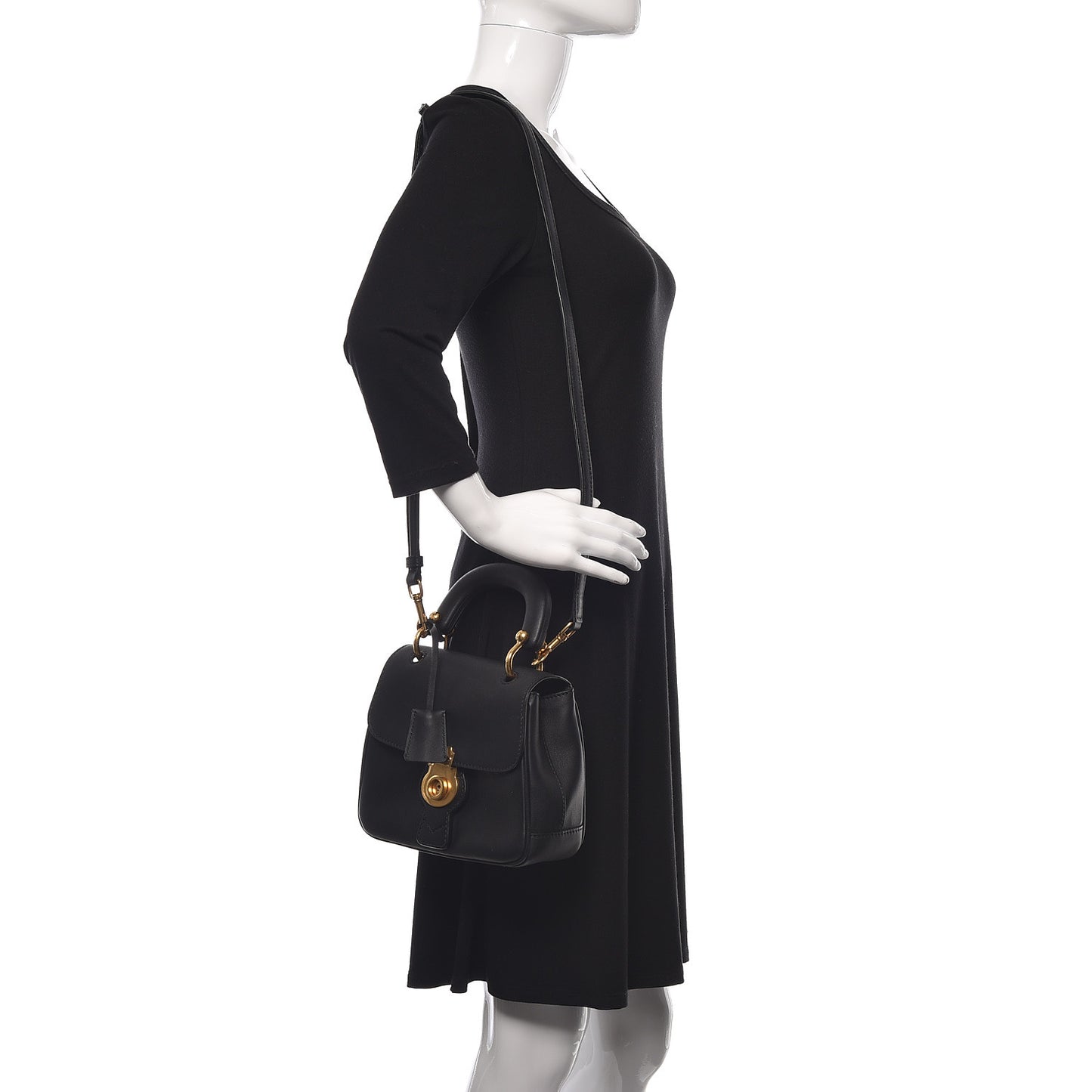 Trench Calfskin Small DK88 Top Handle Bag Black