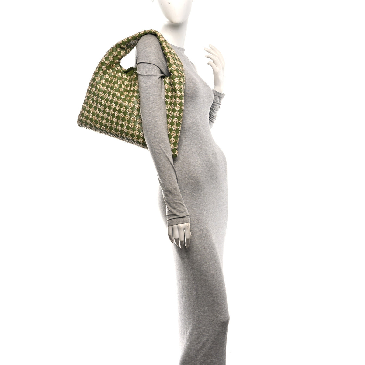 Nappa Raffia Intrecciato Small Hop Green Natural