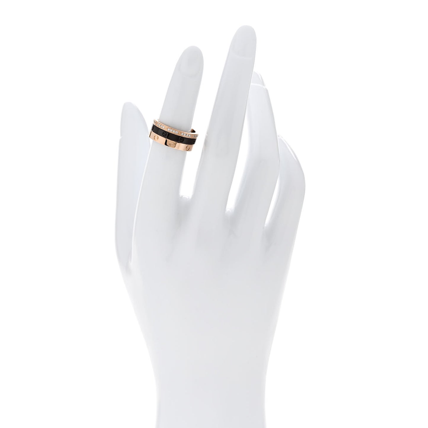 18K Pink Gold Diamond Ceramic LOVE Ring Set 50 5.25