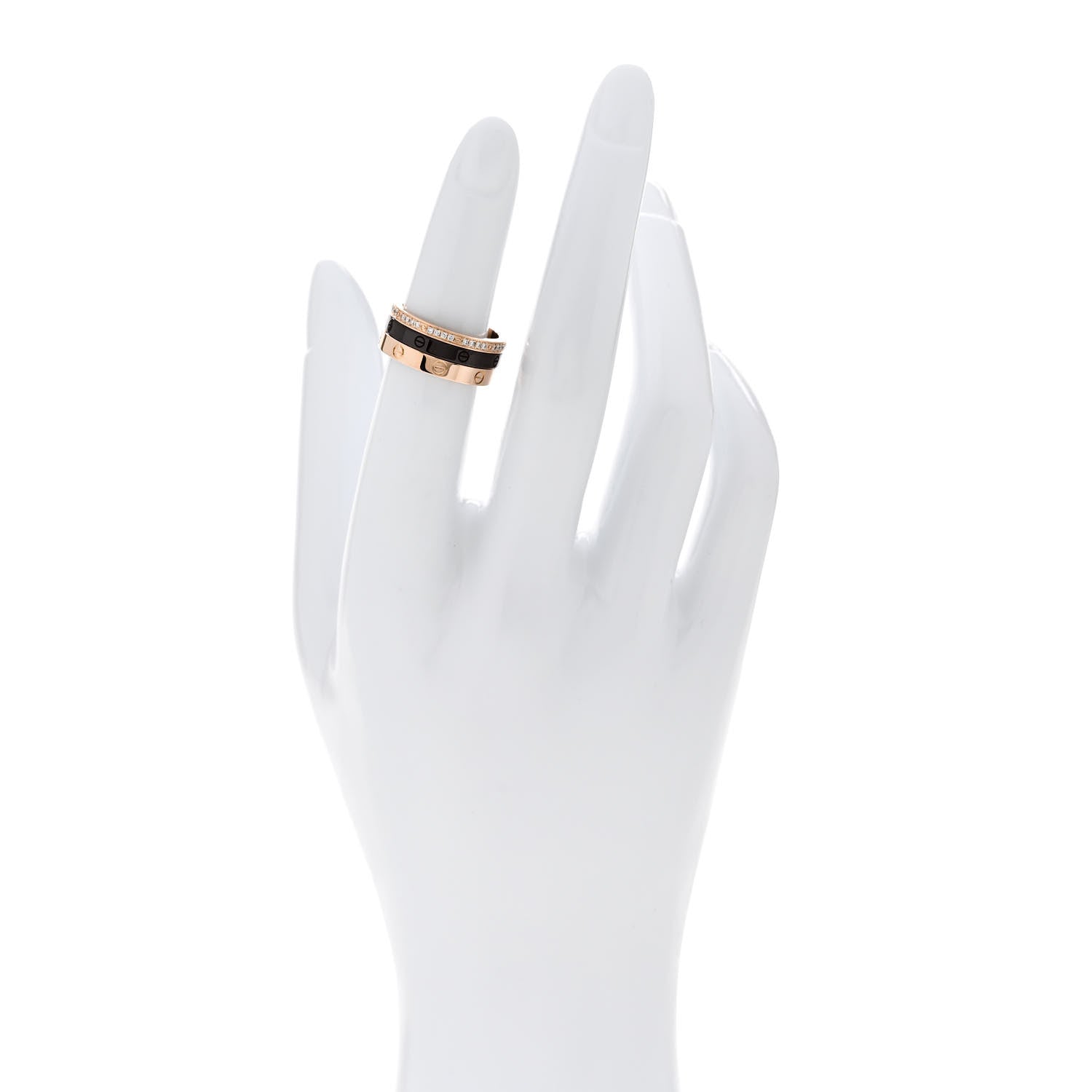 Cartier 18K Pink Gold Diamond Ceramic LOVE Ring Set 50 5.25 2 of 5