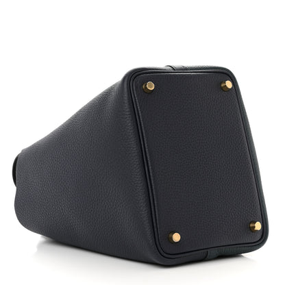 Hermes Taurillon Clemence Casaque Picotin Lock 18 PM Bleu Nuit Vert Bosphore 4 of 11