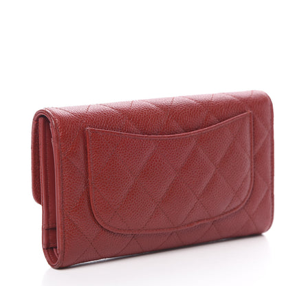 Chanel Caviar Quilted Long Flap Wallet Red 3 of 10