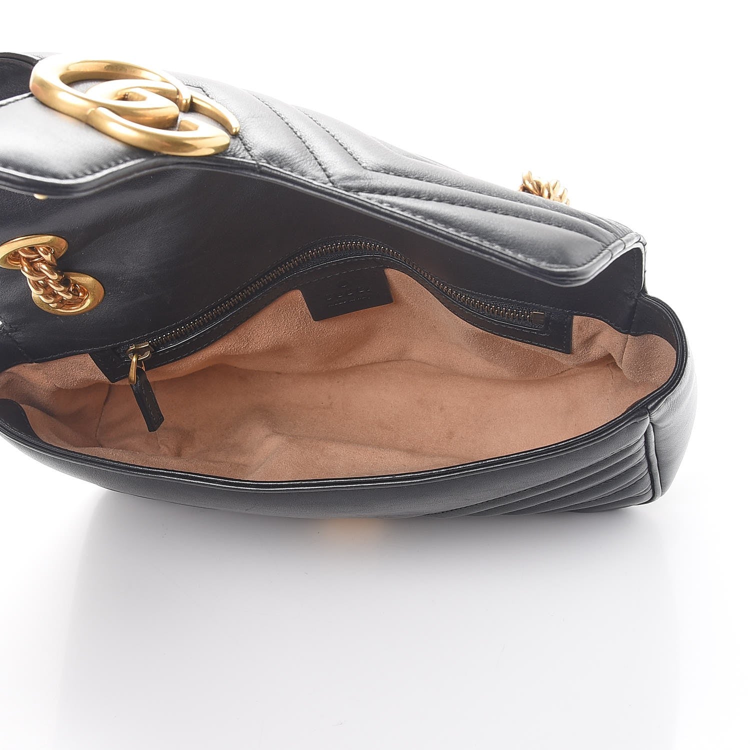 Gucci Calfskin Matelasse Small GG Marmont Shoulder Bag Black 5 of 8
