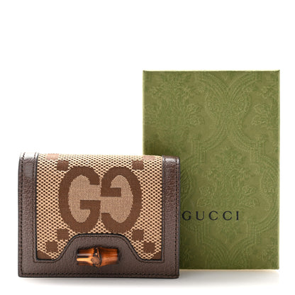Gucci Monogram Jumbo GG Textured Dollar Calfskin Diana Card Case Wallet Camel Ebony New Acero 8 of 8