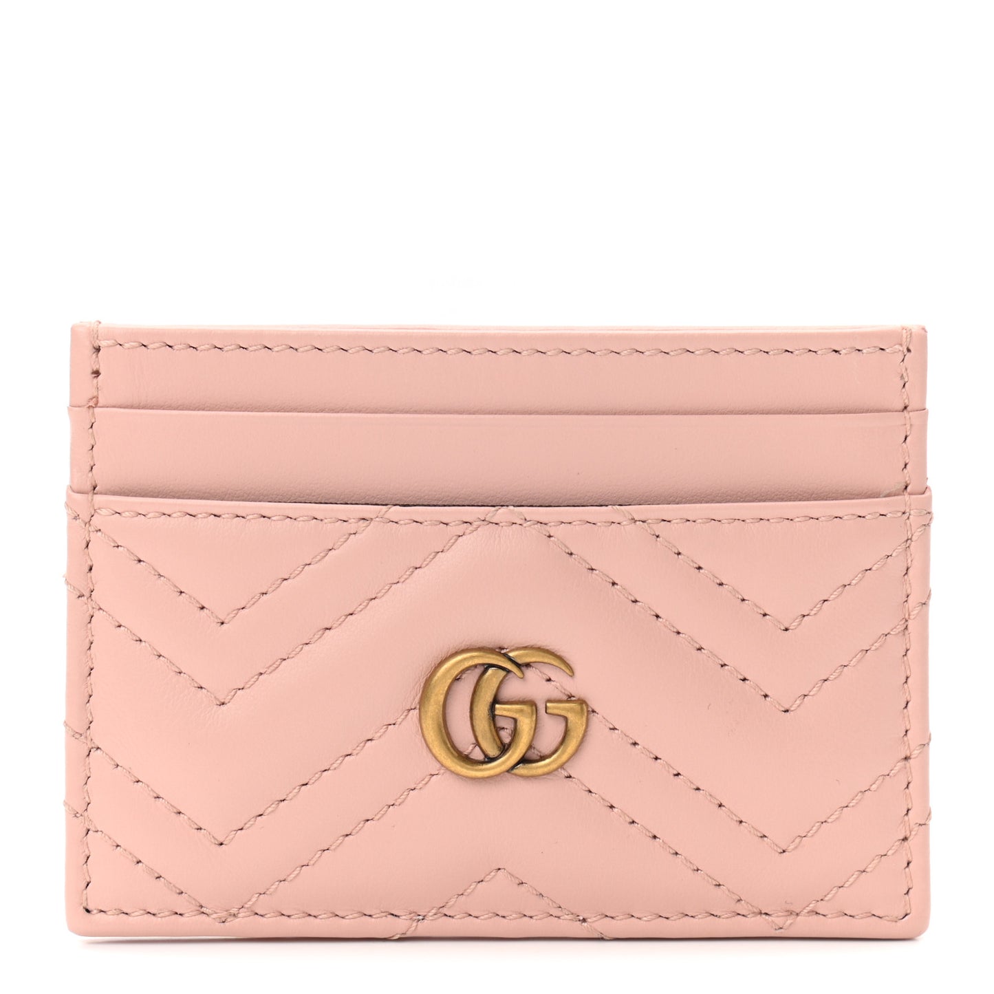 Calfskin Matelasse GG Marmont Card Holder Perfect Pink