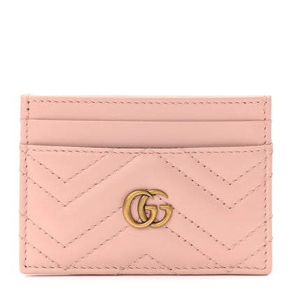 Gucci Calfskin Matelasse GG Marmont Card Holder Perfect Pink 1 of 6