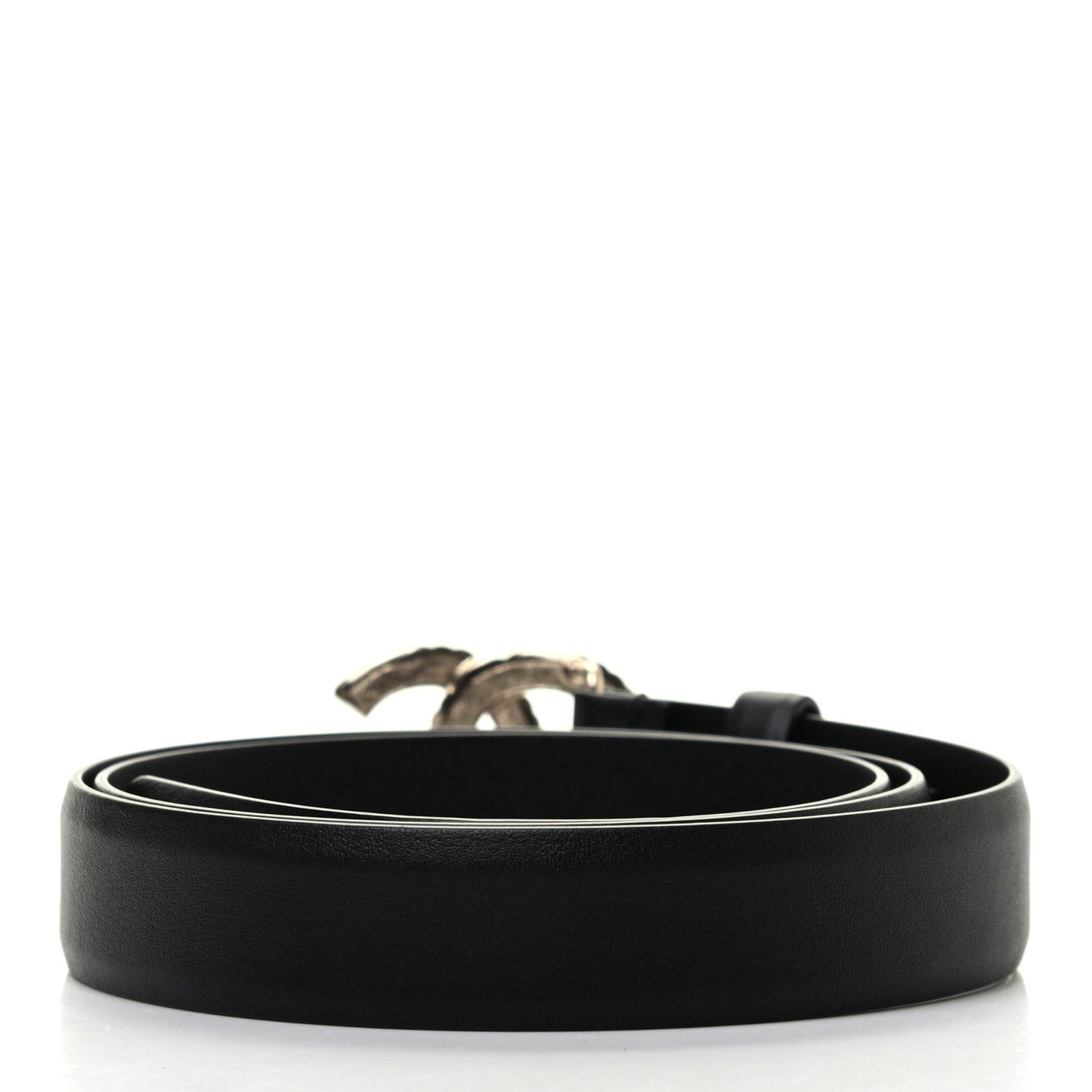 Calfskin Pearl Crystal Queen of France CC Belt 85 34 Black