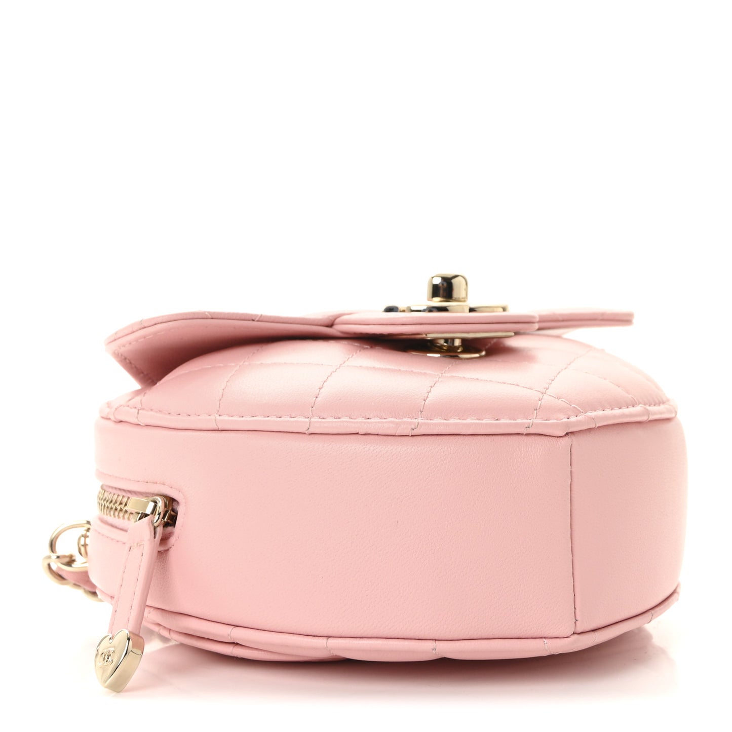 Lambskin Quilted CC In Love Heart Clutch With Chain Light Pink