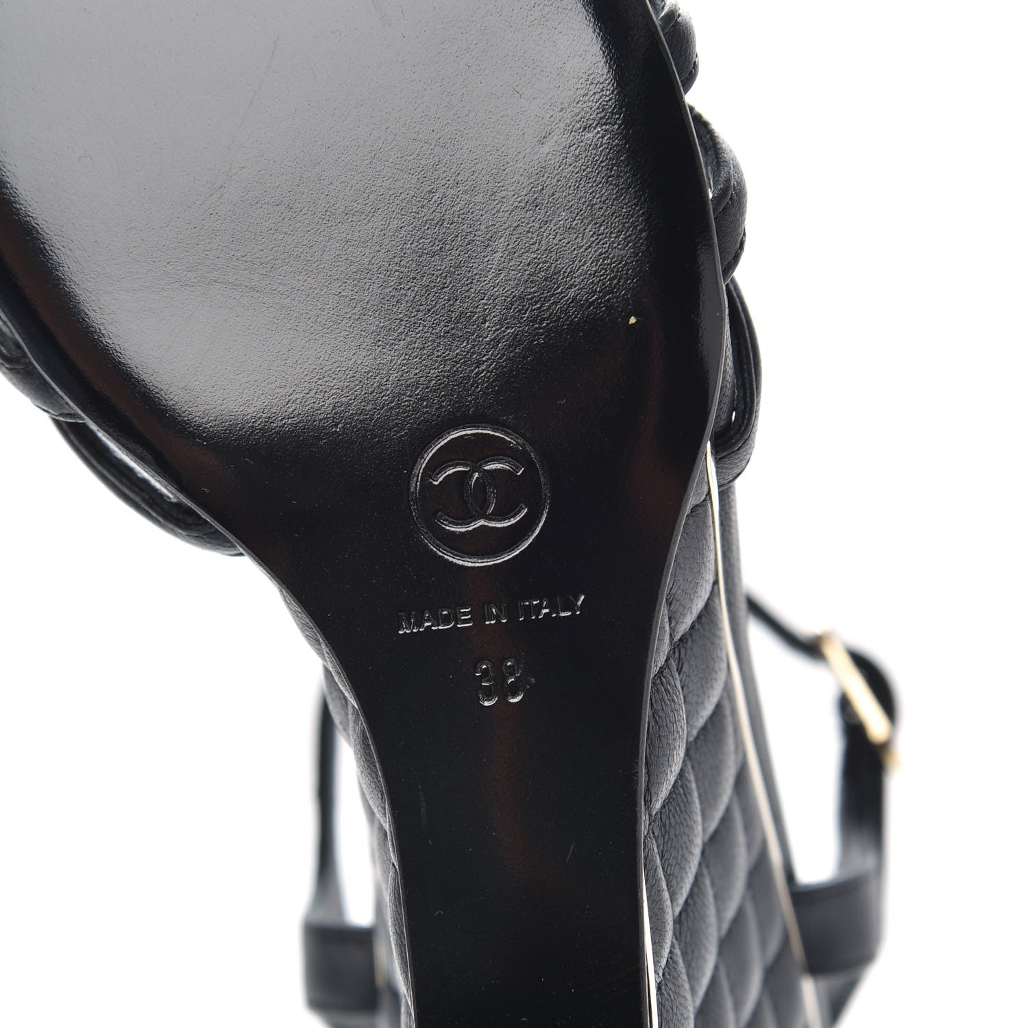 Chanel Lambskin Quilted Wedge Sandals 38 Black 6 of 9