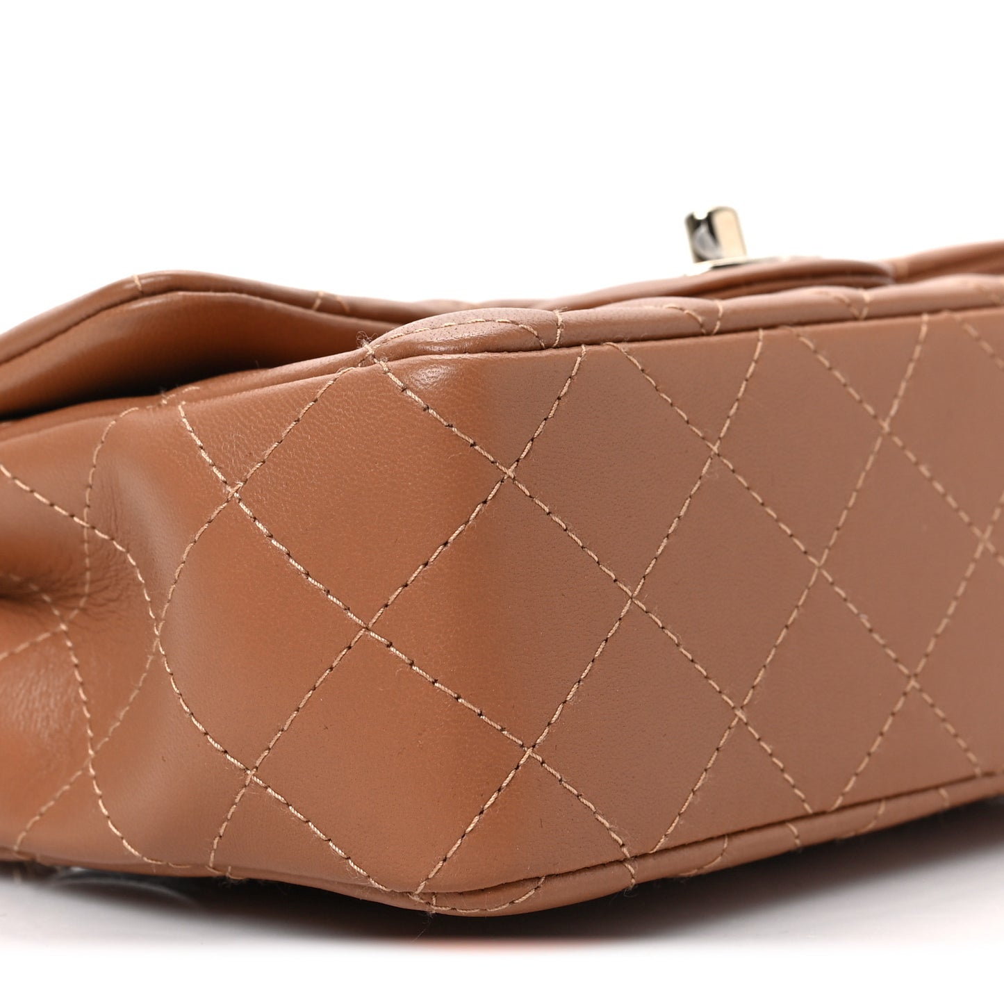 Lambskin Quilted Mini Rectangular Flap Brown