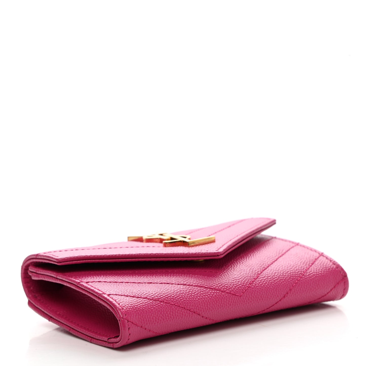 Grain De Poudre Matelasse Chevron Small Monogram Envelope Wallet Fuxia Couture