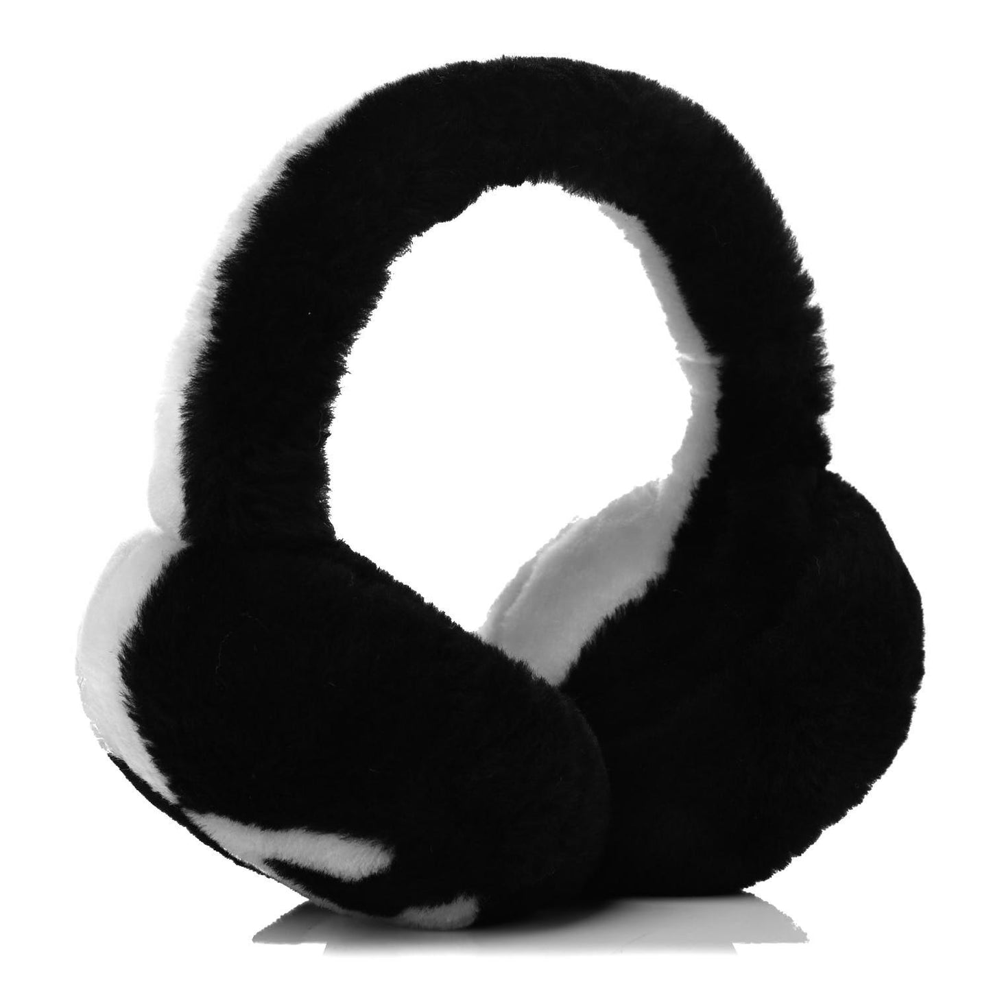 Shearling CC Bi-Color Ear Muffs White Black