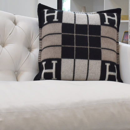 Hermes Wool Cashmere Avalon III Pillow PM Ecru Black 2 of 5