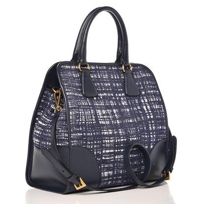 Prada Tela Tweed Saffiano Tote Bag Inchiostro 3 of 9